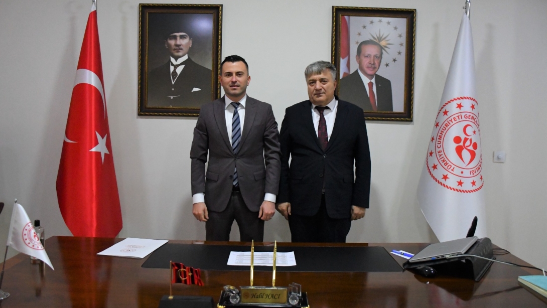 İl Millî Eğitim Müdürümüz Sayın Osman Bozkan'dan Görevine Yeni Başlayan Gençlik ve Spor İl Müdürü Sayın Halil Hacı'ya Hayırlı Olsun Ziyareti